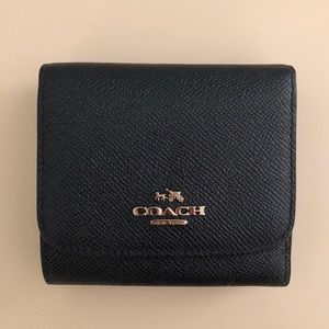 Coach navy metallic small wallet